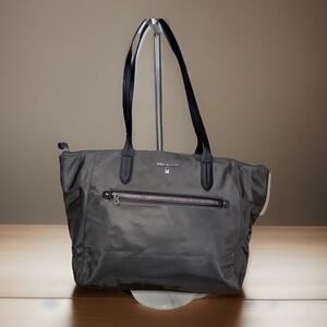 Michael Kors Kelsey Nylon Tote Dark Gray Black Handles Lrg Shoulder Bag Preowned